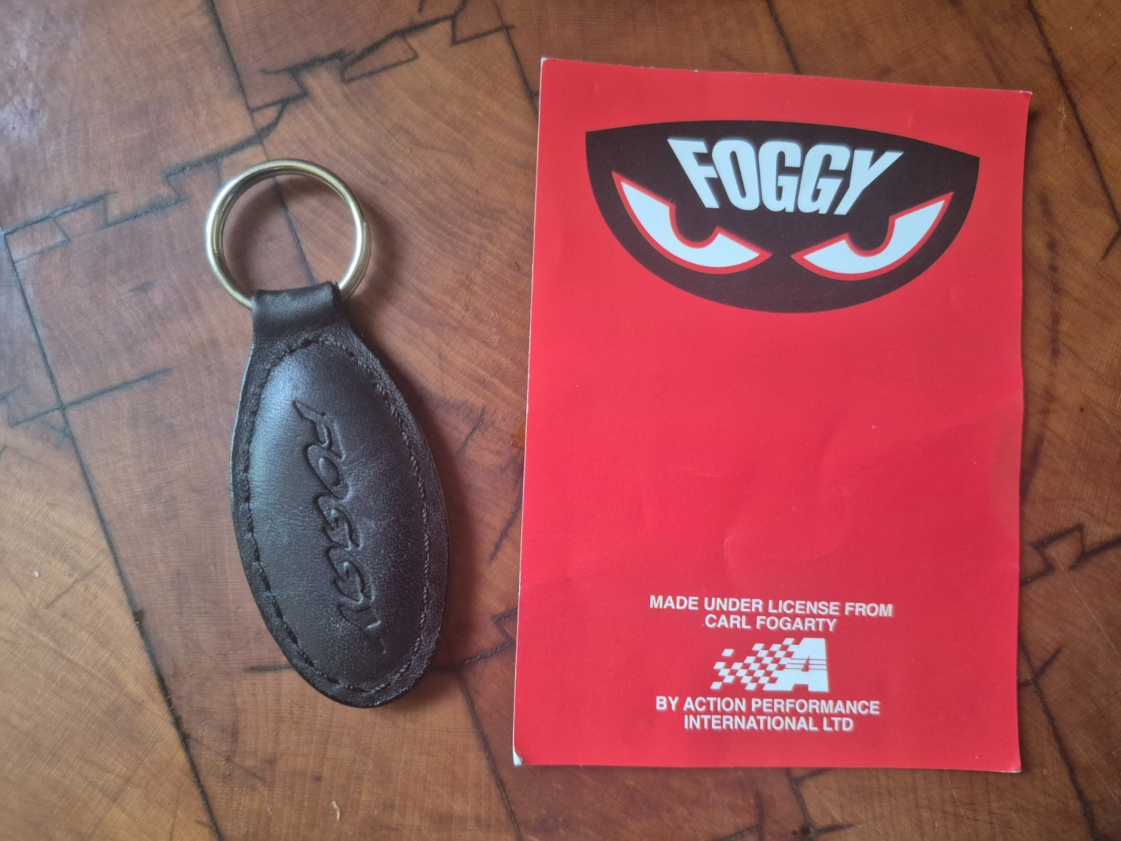 NOS Vintage Ducati Foggy Black Leather Key Fob Ring 2002 Fogarty NEW