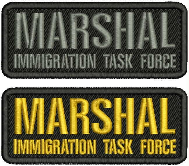 MARSHAL I T F  embroidery patch  5x2\'\' hook on back GRAY GOLD ON BLACK