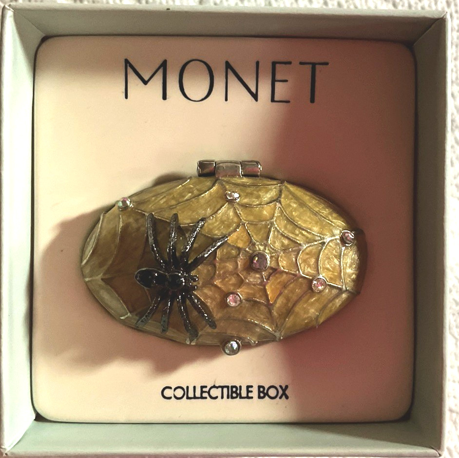 Monet Keepsake Trinket Box “Spider On Web” NIB