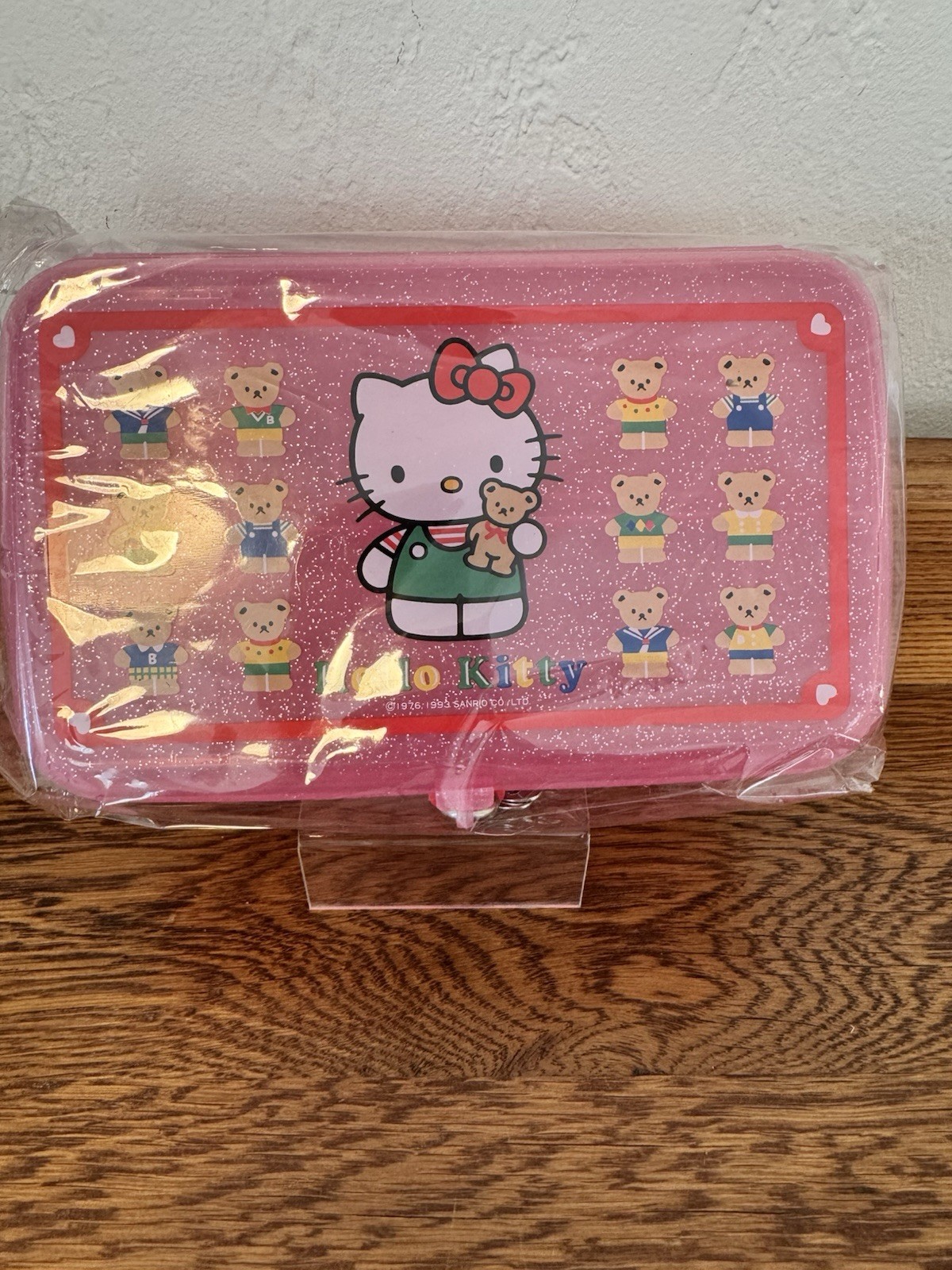 Vintage 1993 Hello Kitty Sanrio Pink Plastic Pencil Lock Box Container With Keys