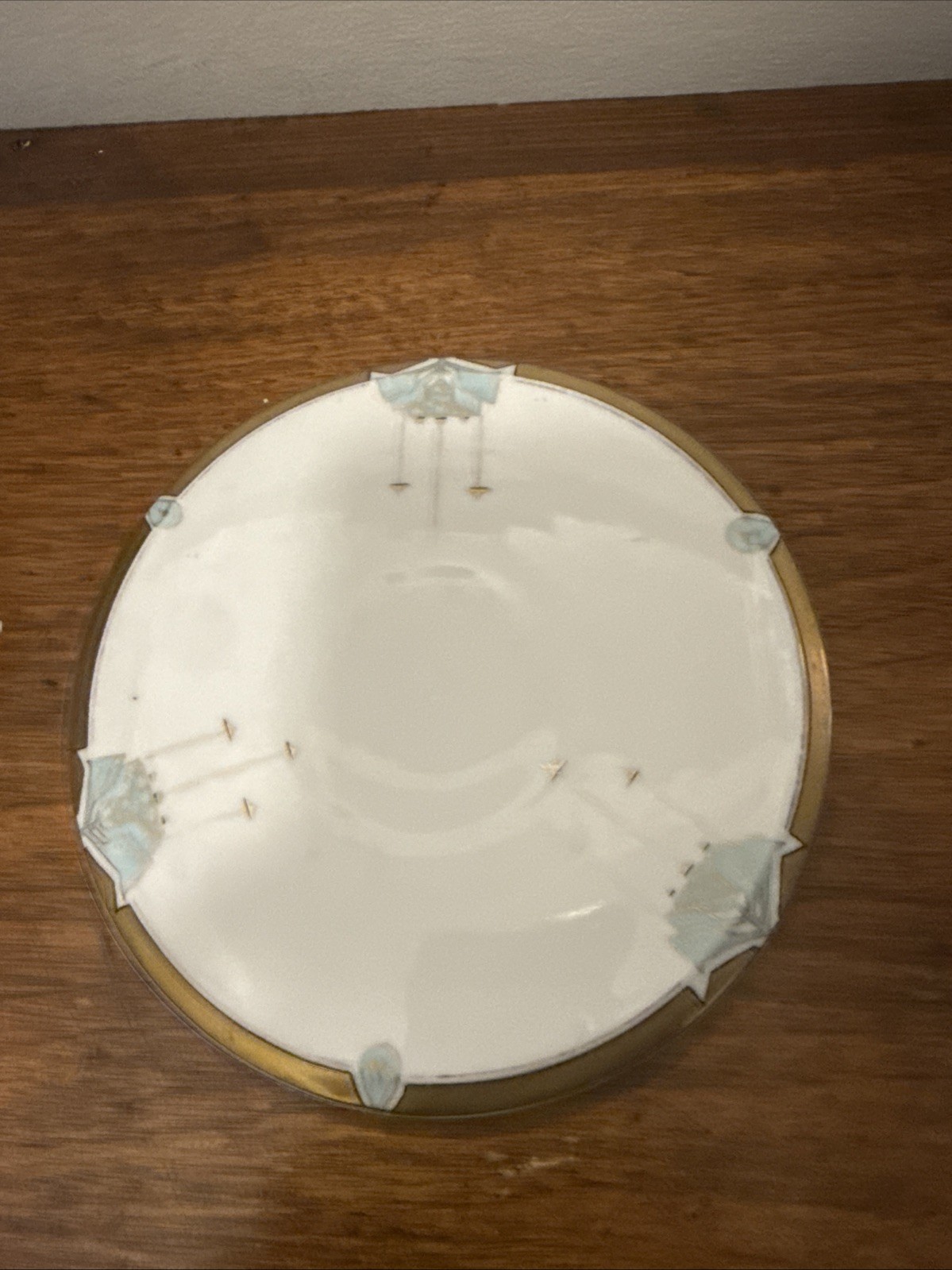 Art Deco W A Pickard Hand Painted Round Porcelain Trivet Gold Trim  Tea Tile