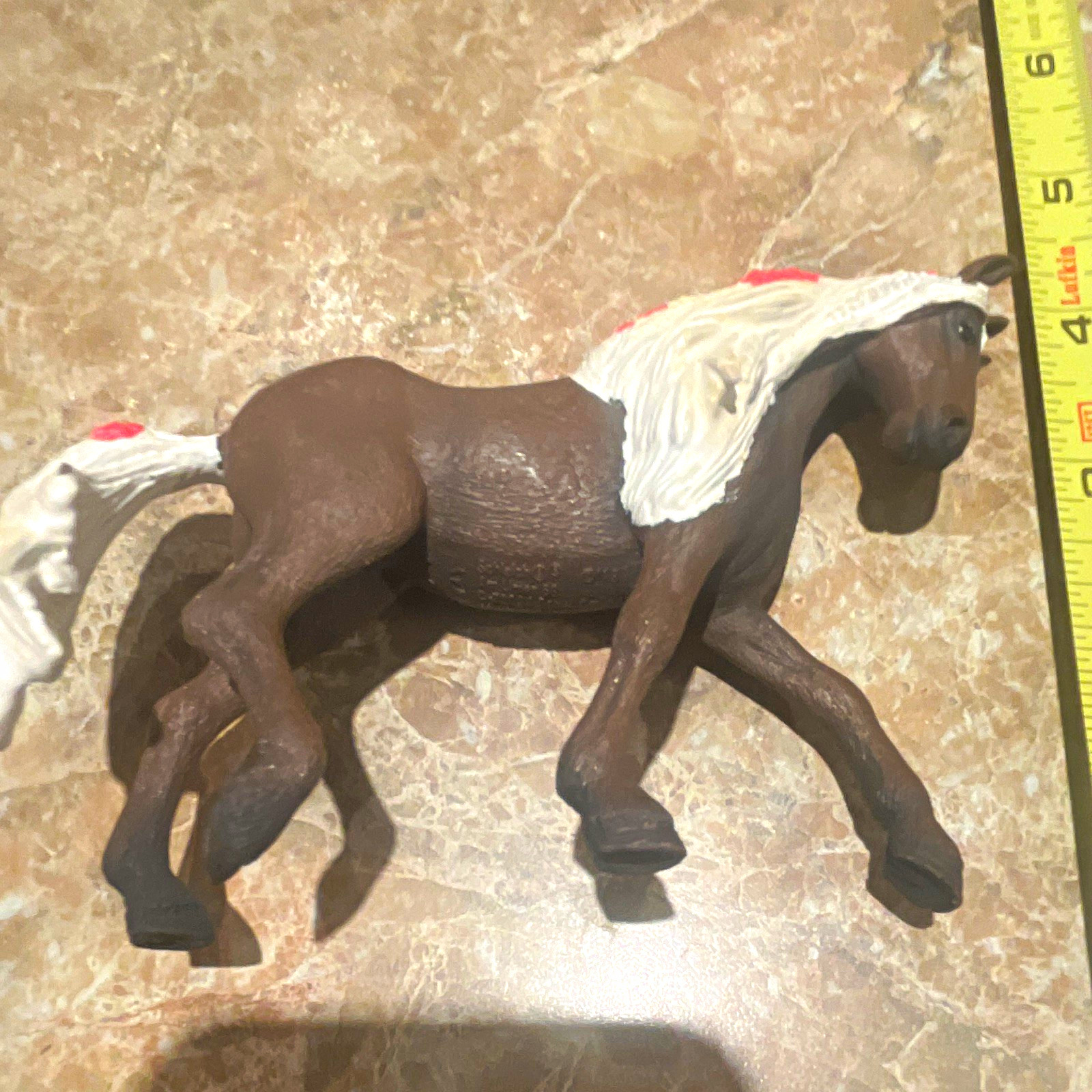 Lot of Plastic Model Horse Figurines, Brown & White, White Mane & Tail