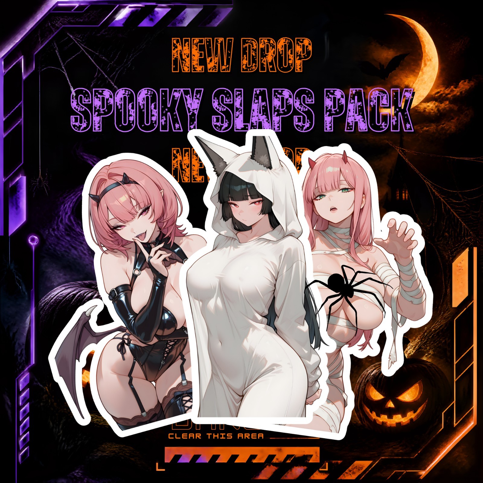 Spooky Slaps Pack | Halloweem Anime Girl Waifu Sticker Decal Glossy