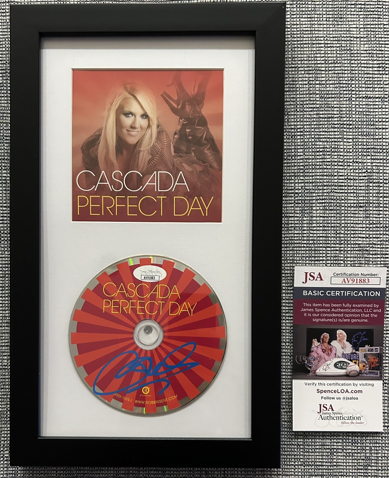 CASCADA SIGNED PERFECT DAY CD “EVACUATE THE DANCEFLOOR” IN FRAME - JSA COA