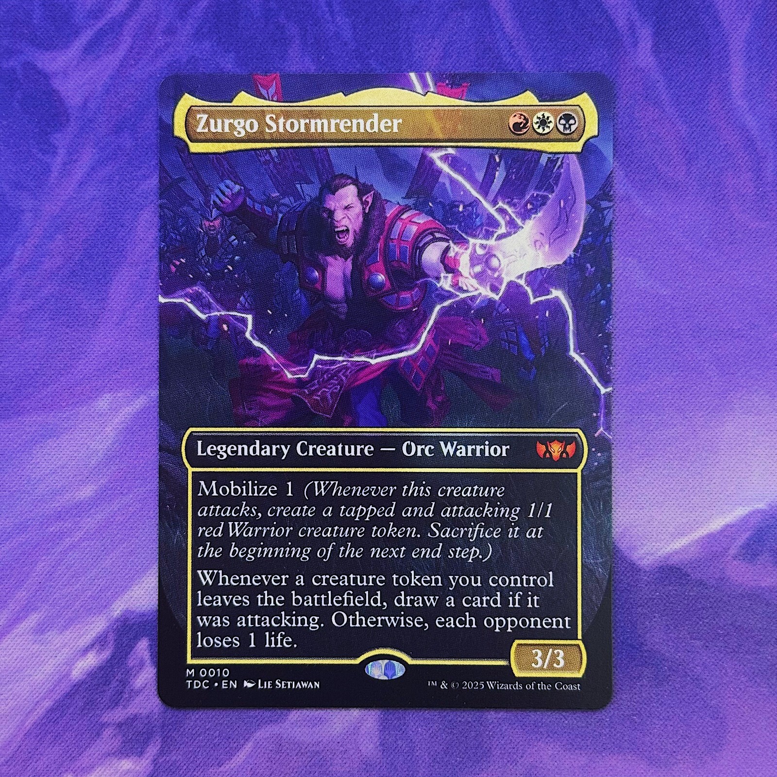 BORDERLESS Zurgo Stormrender 0010 TDC MTG Tarkir Dragonstorm Commander Orc