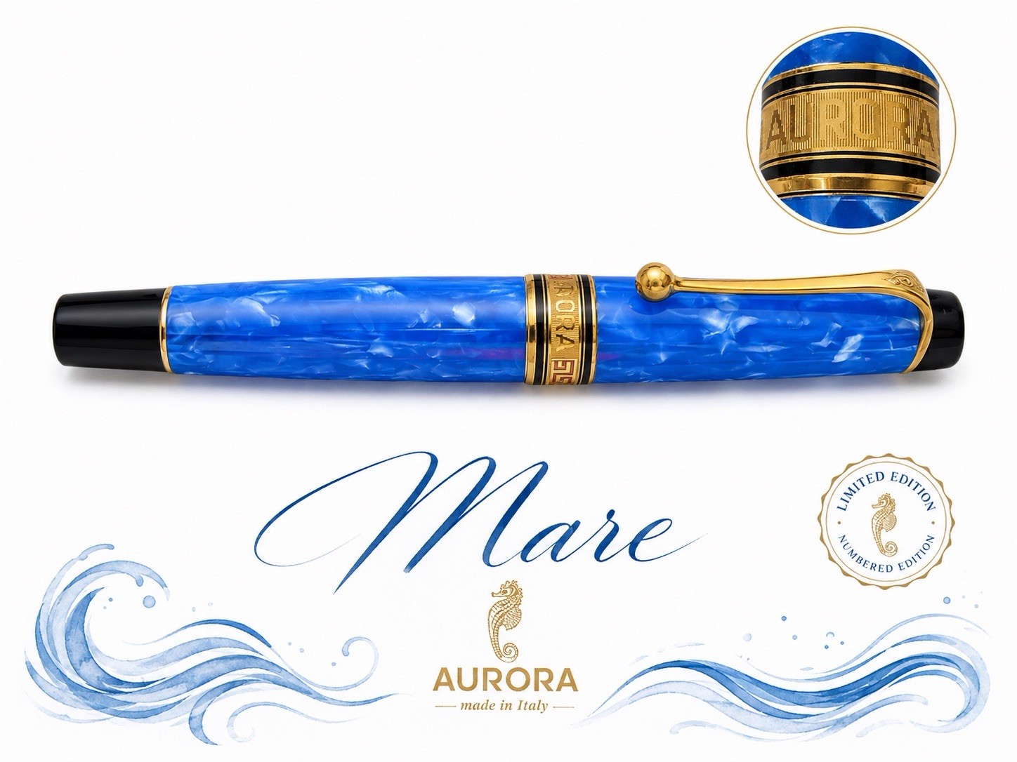 AURORA Limited Edition Numbered NOS Optima Blue Sea Ballpoint Pen