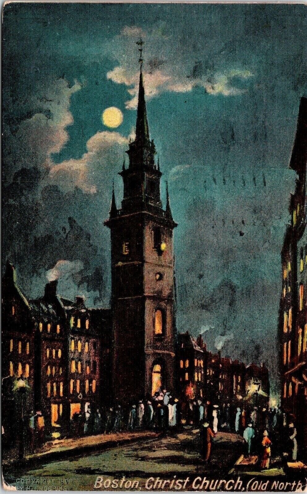 Boston Christ Church Cancel 1911 Springfield Mass Cancel Pm Wob Note Postcard