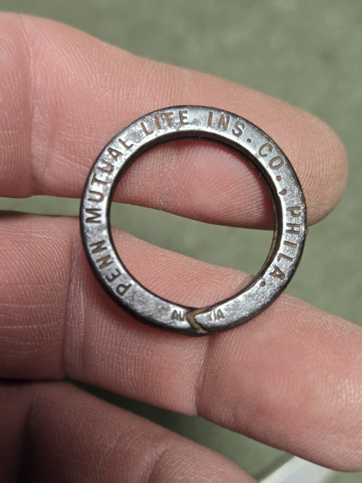 Rare Vintage Austria Advertising Split Key Ring Penn Mutual Life Insurance Phila
