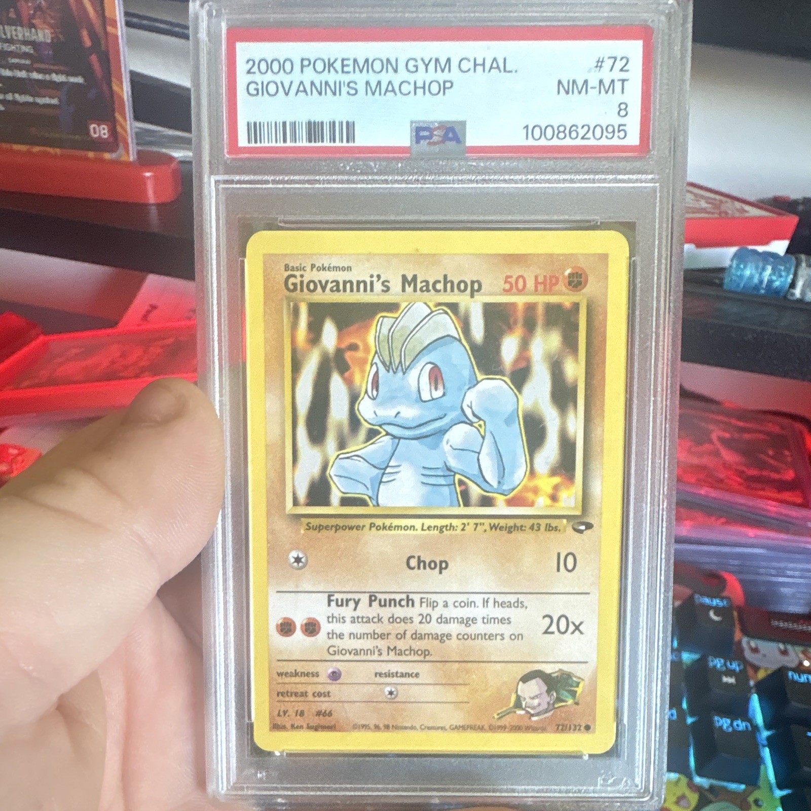 Pokémon Gym Challenge Giovanni's Machop #72 PSA 8 2000 English WotC