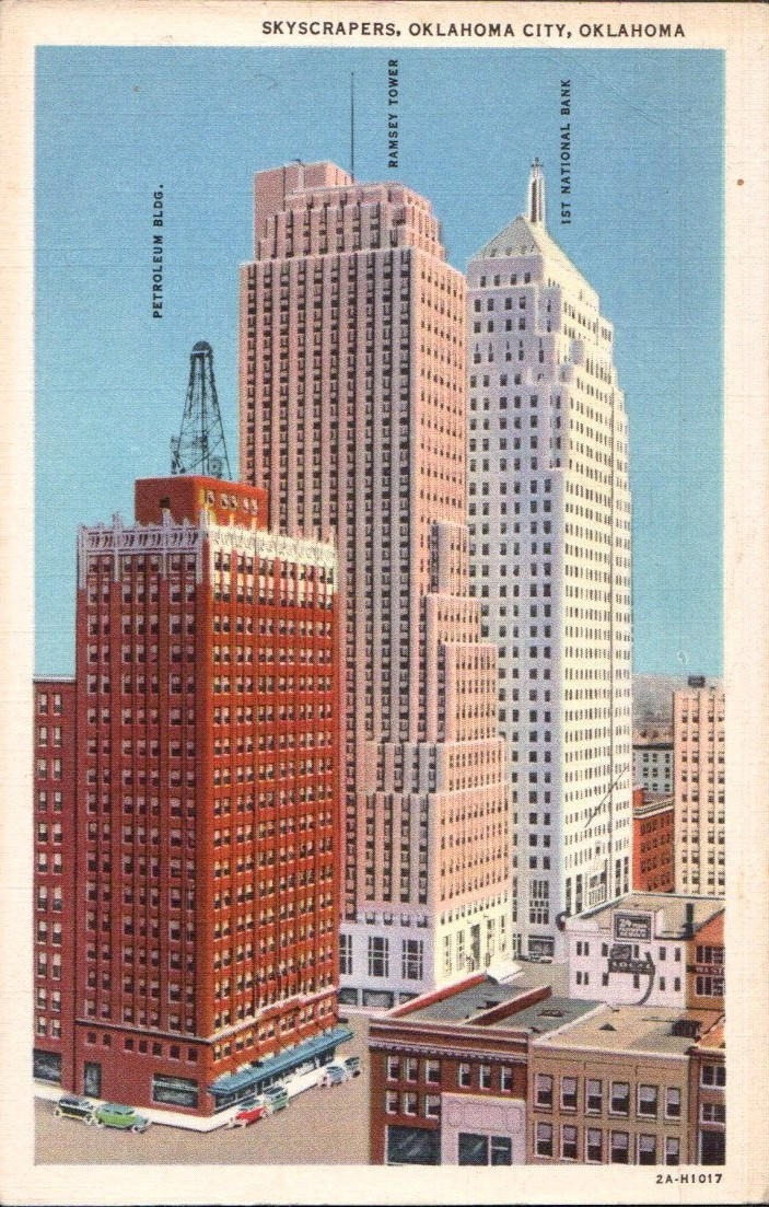 Skyscrappers, Oklahoma City, OK Petroleum Building Ramsey Tower c1930s Postcard