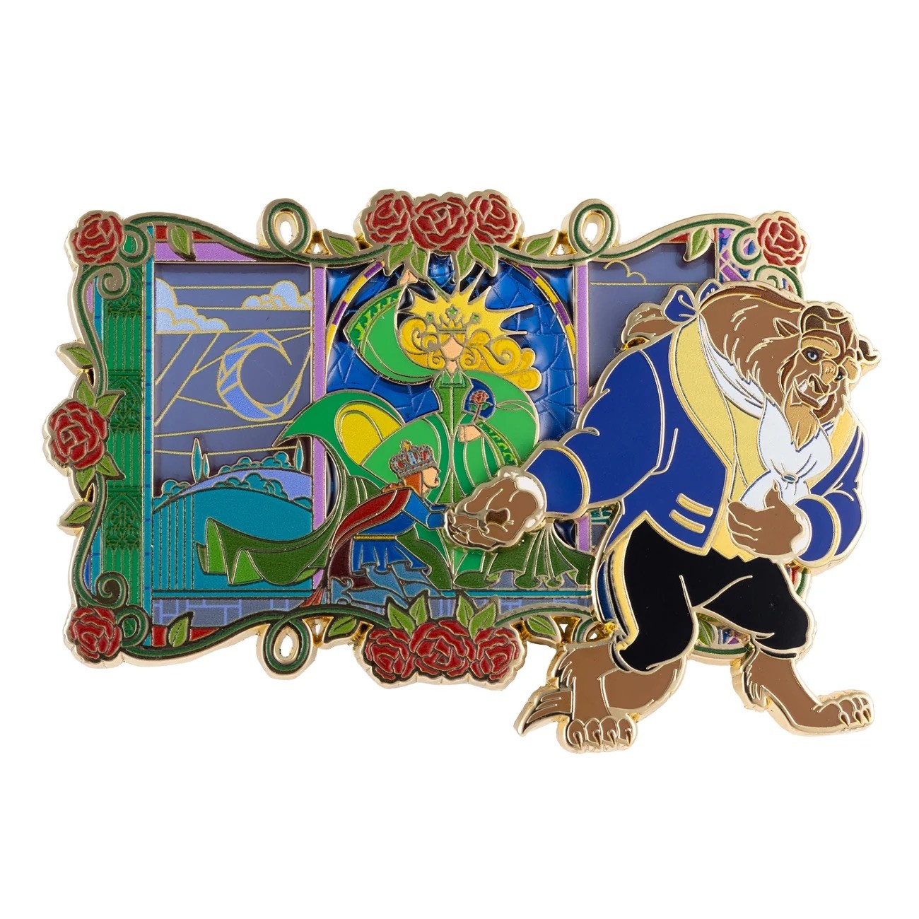 PALM Disney Beauty and the Beast Stained Glass Enchantress Jumbo Collectible Pin