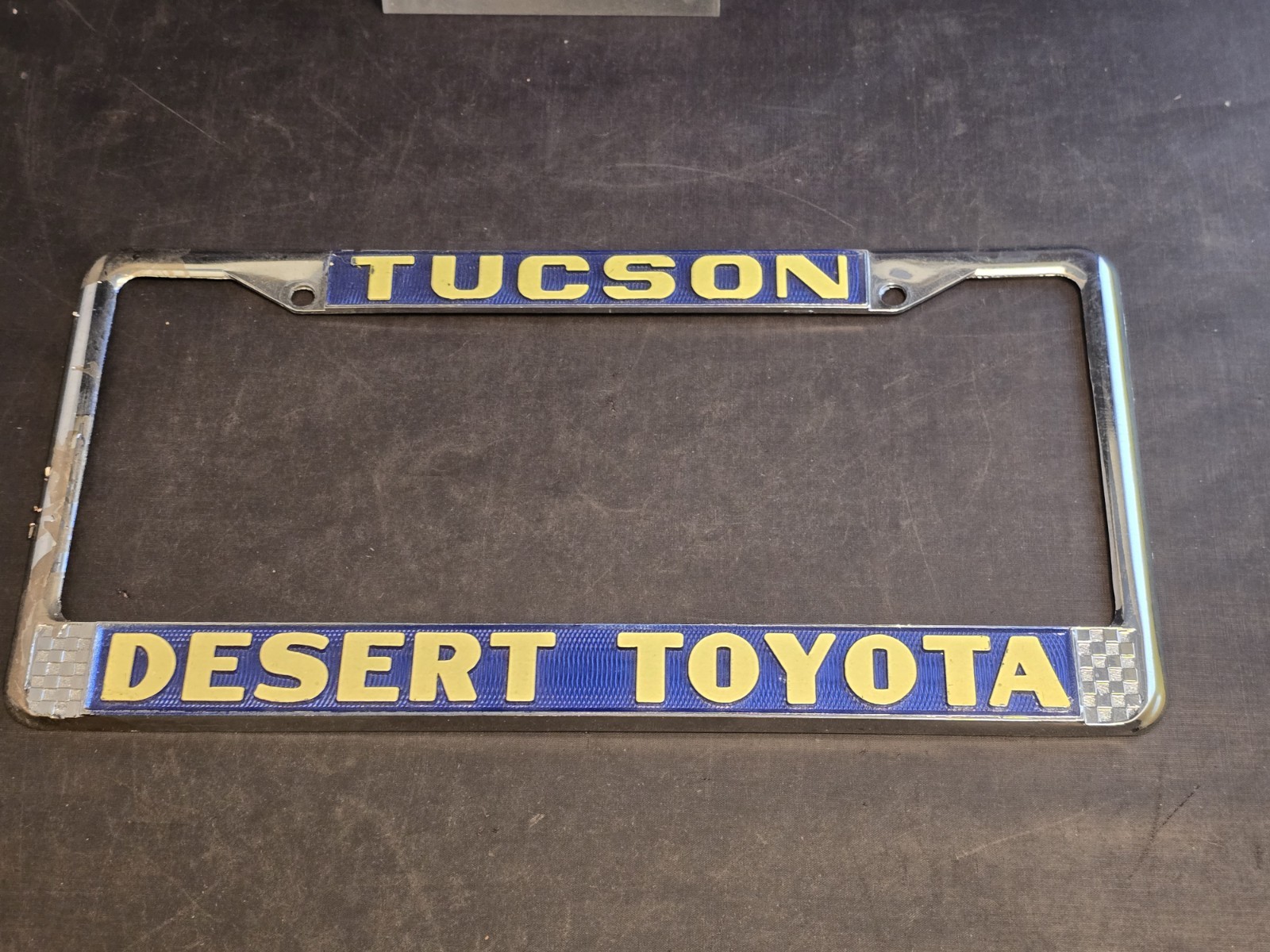 RARE Vintage Desert Toyota Tucson Arizona Metal Chrome License Plate Frame