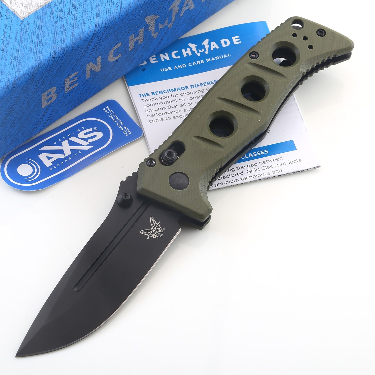 Green G10 Handle Axis Lock Pocket Knife Folding D2 Stainless Steel Blade New