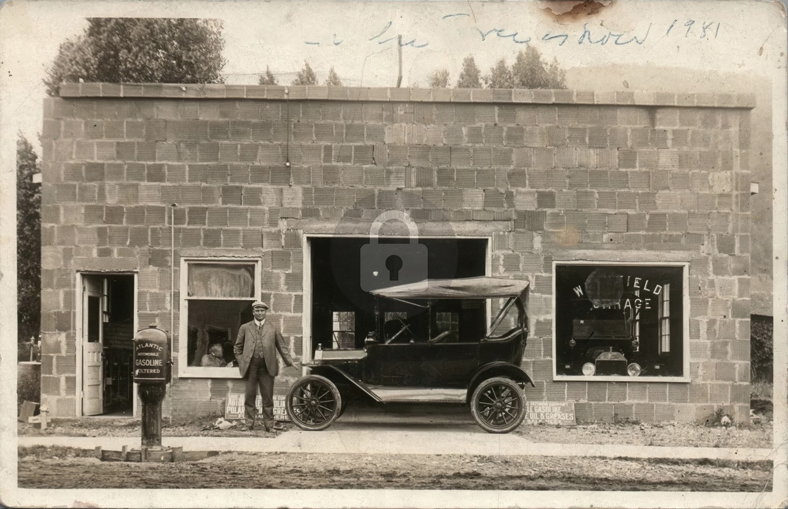 Automobile Car Garage Gas Station WESTFIELD PA Tioga Co RPPC Photo Postcard COPY