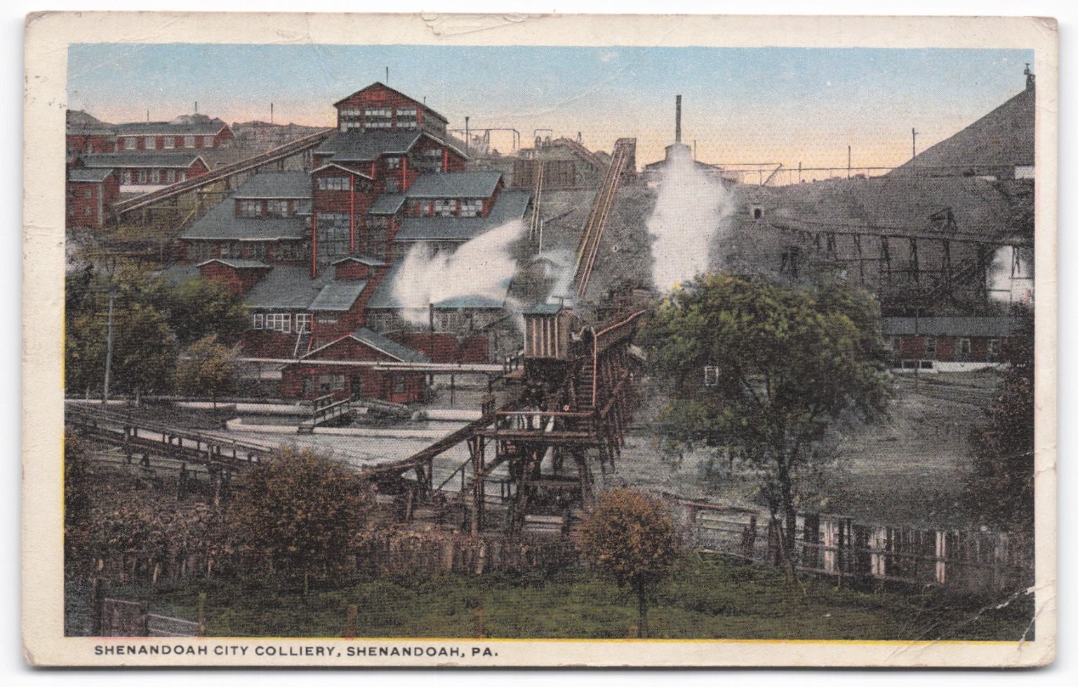 Shenandoah City Colliery PA Postcard - Vintage Coal Mining Industry View 1900s