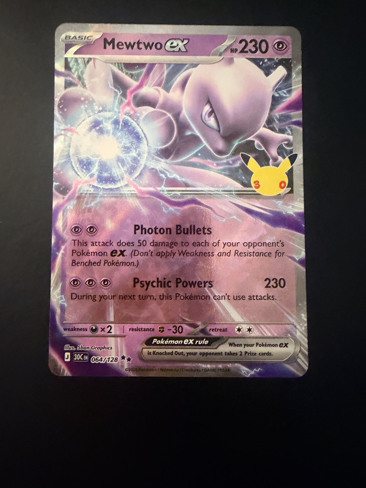 Mewtwo ex 064/128 Ultra Rare ME: 30th Celebration Pokemon Holo Near Mint