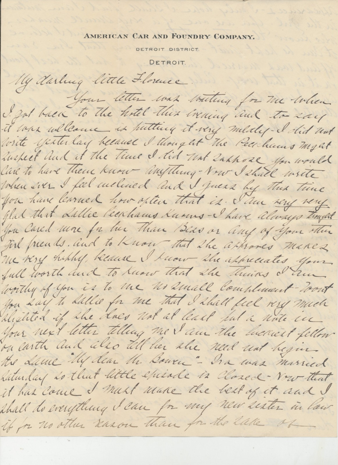 American Car & Foundry DETRIOT LOVE LETTER ca 1910s-20s 4 Pages Romance