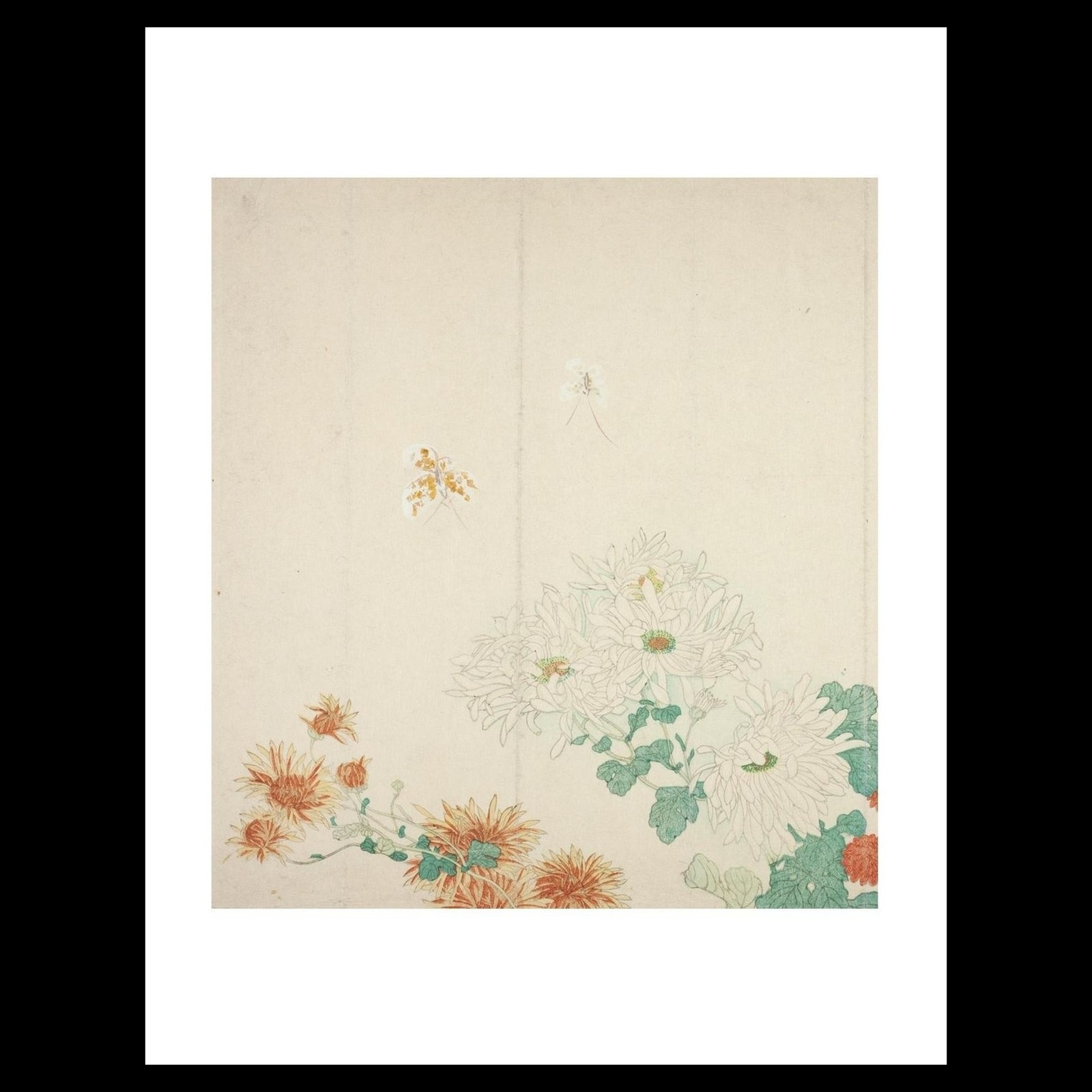 Kitao Shigemasa - Three Types of Chrysanthemums (1785) Art Card Print