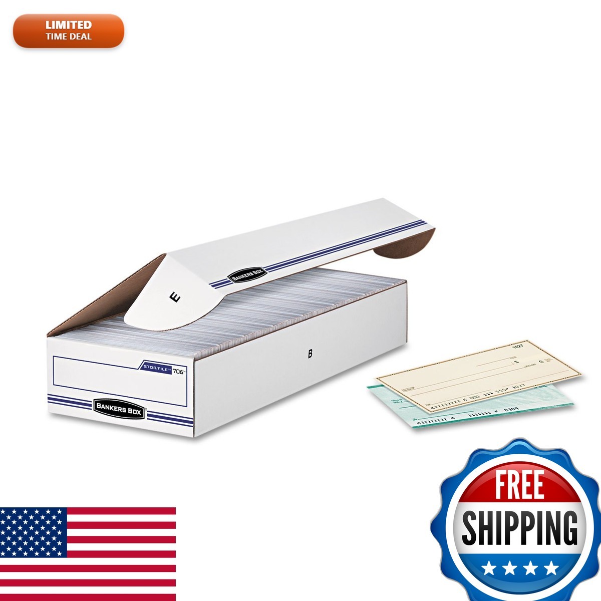 Bankers Box 00706 12-Pack Check and Form Storage Box 24x9x4 Flip-Top Lid