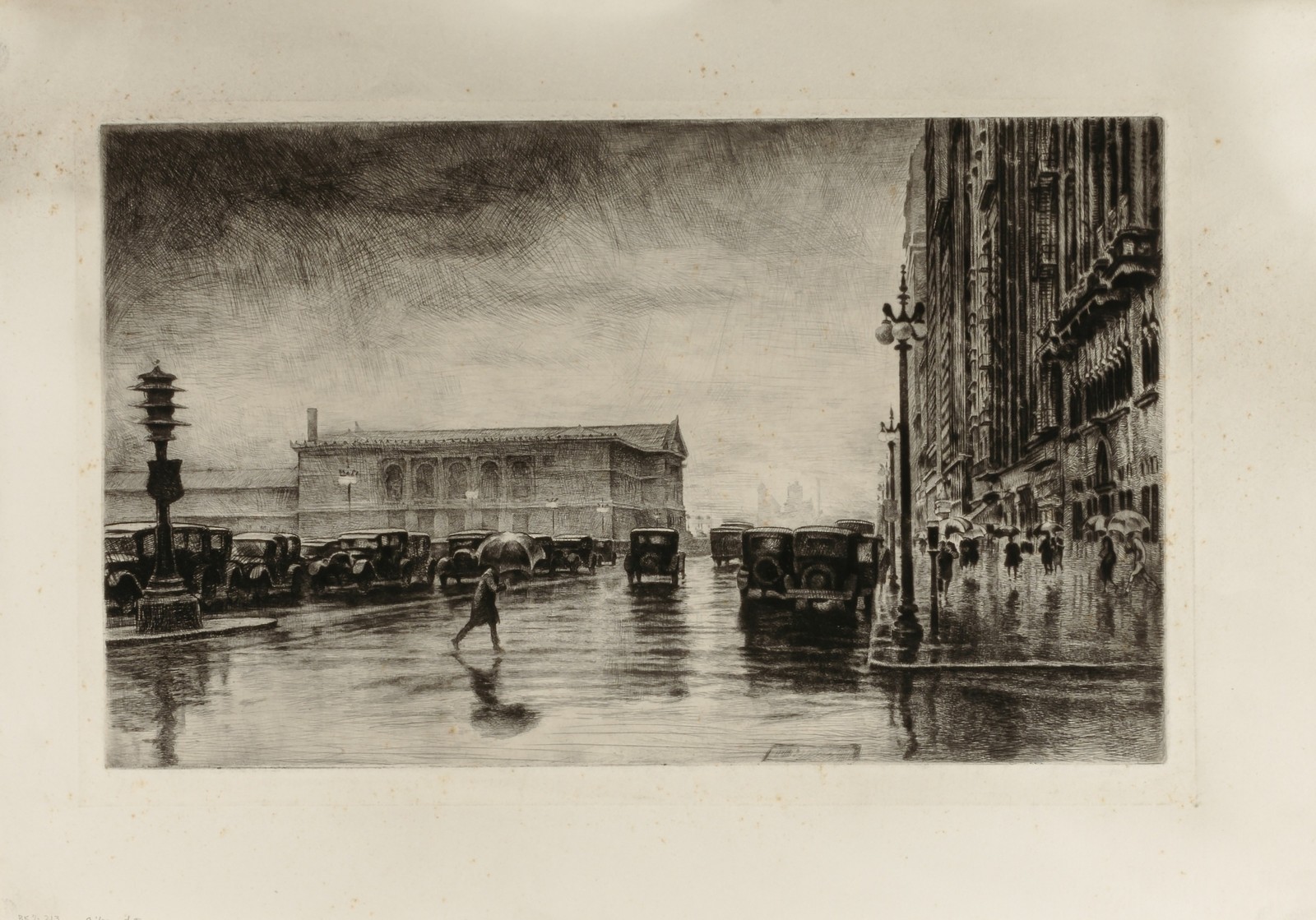 Michigan Avenue Rainy Day Vintage Chicago Street Photo Reprint Wall Art