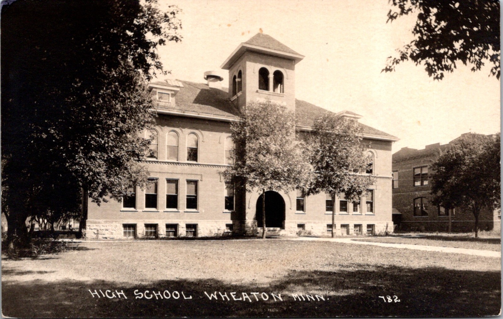 Wheaton Minnesota High School Campus c.1918-1930 Vintage RPPC Postcard     23734