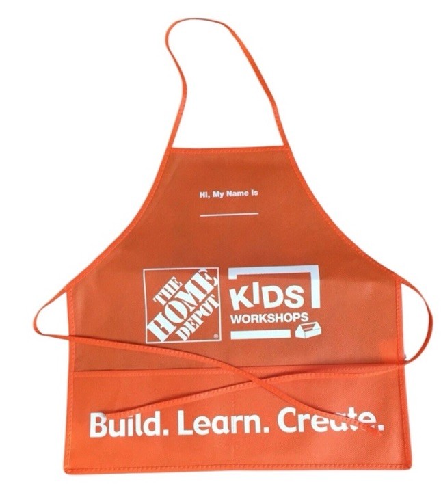 Home Depot Kids Workshop APRON Build Learn Create Kids Size Orange NEW