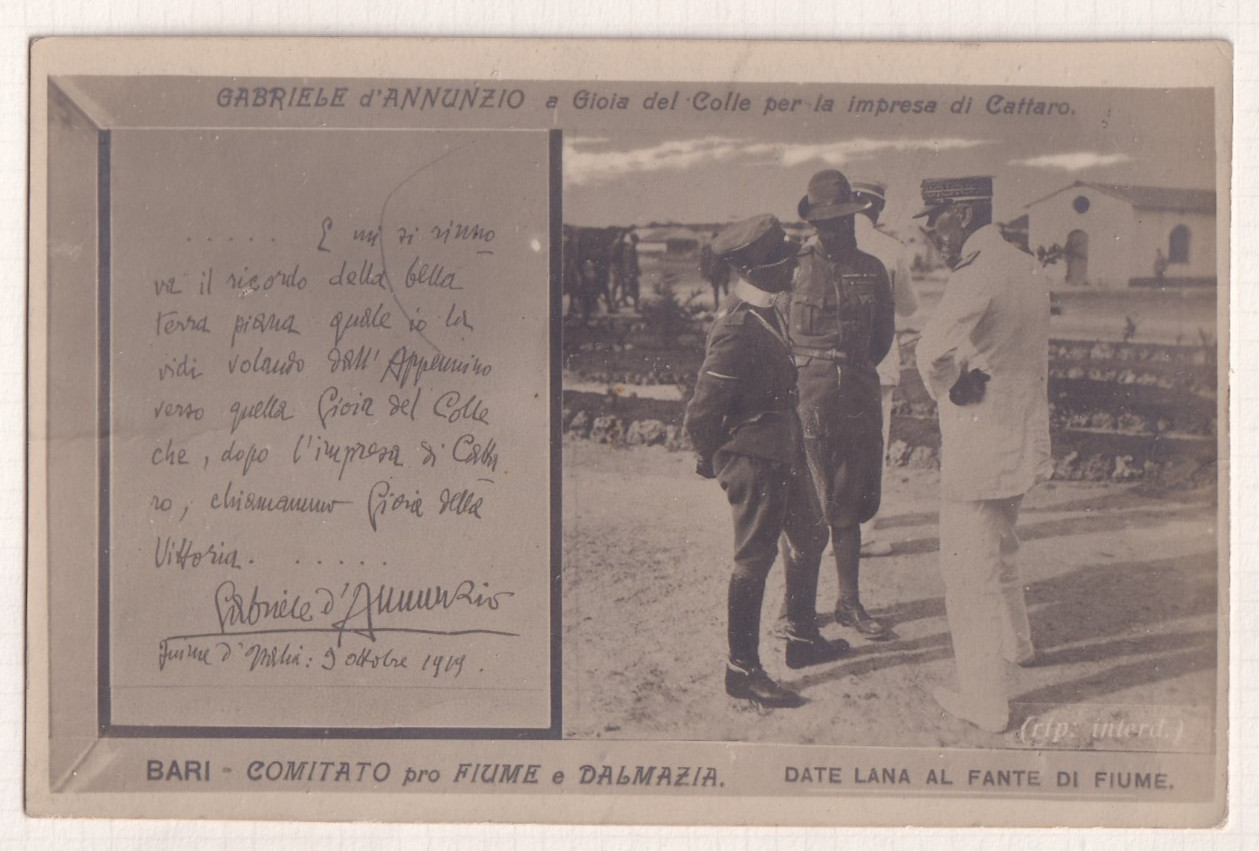 GABRIELE D\'ANNUNZIO A GIOIA DEL COLLE (BA) PER L\'IMPRESA DI KOTAR - PRO RIVER
