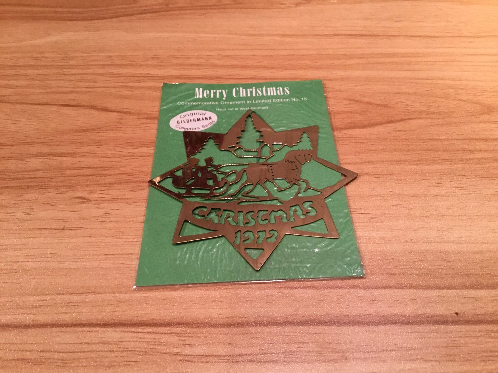 1972 Beidermann Brass Hand Cut Christmas Ornament 