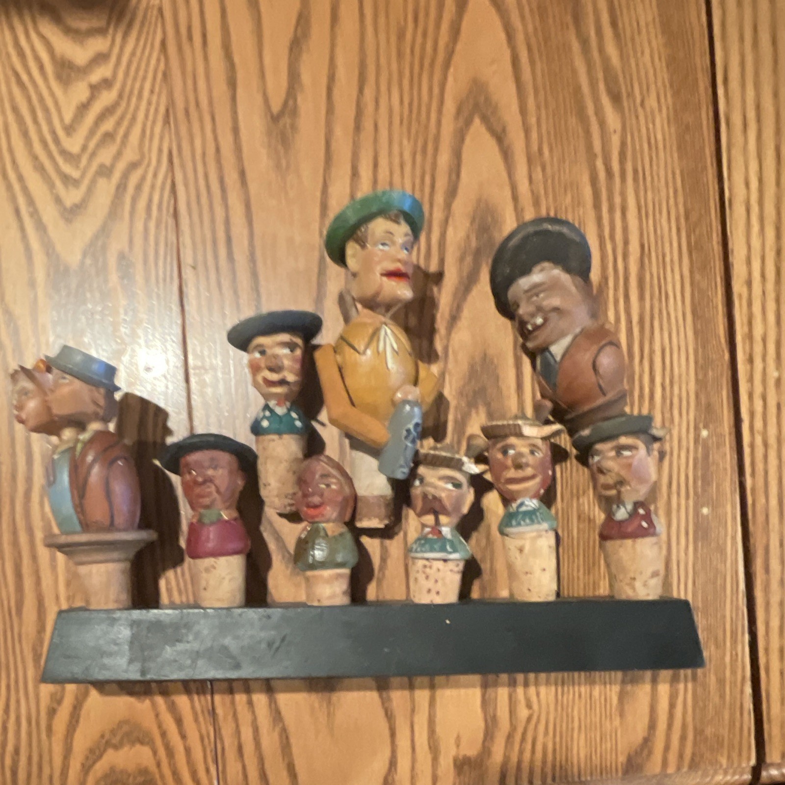 Vintage Folk Wine Corks -  Lot Of 9 With Display - ANRI