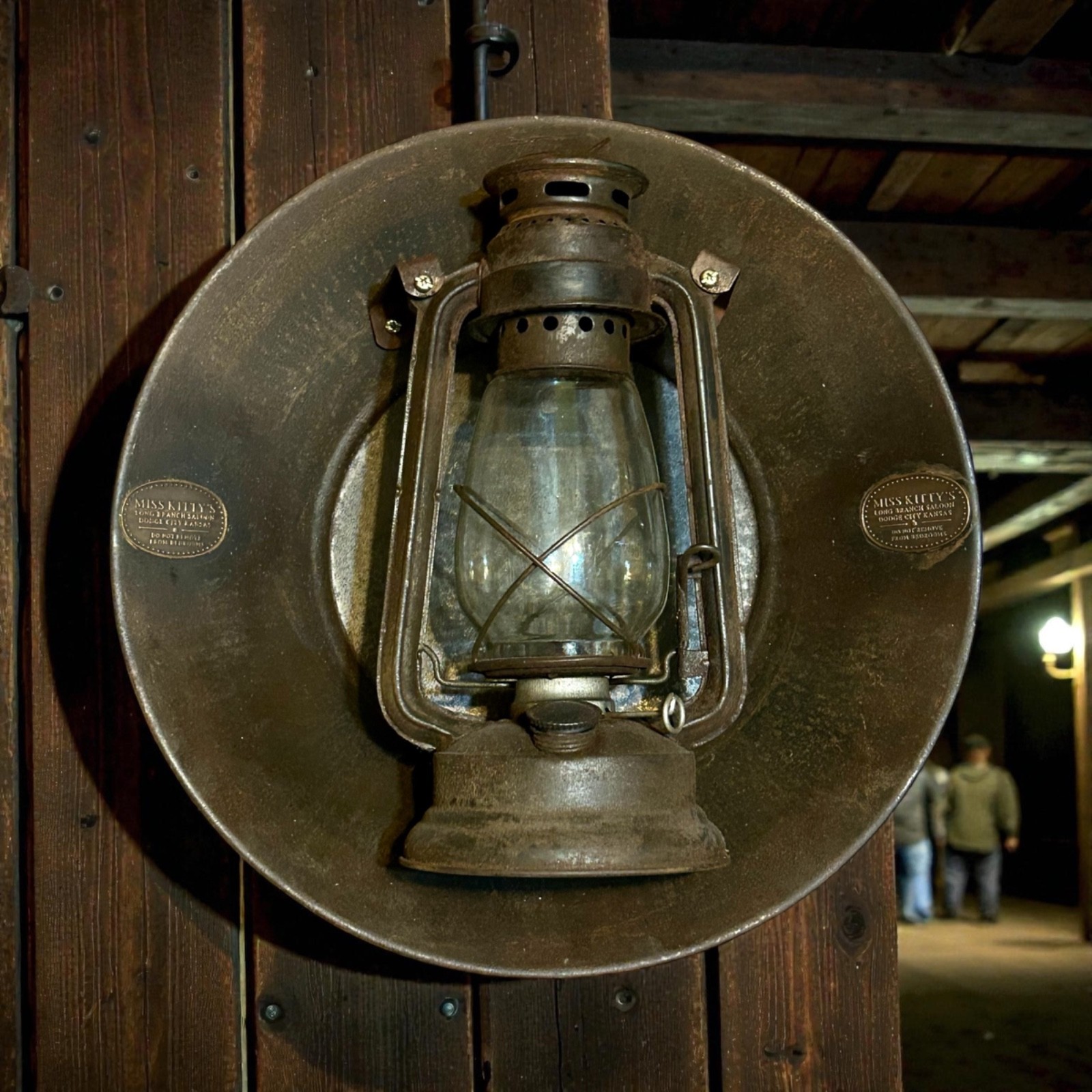 Vintage Old West Saloon Wall Reflector Lantern Miss Kitty Long Branch Dodge City
