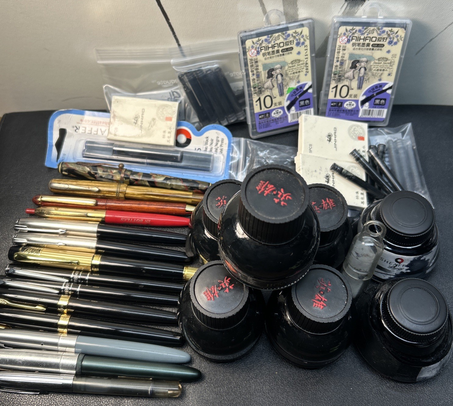 Vtg Lot 14 Vtg FOUNTAIN PENS Sheaffer HERO Wearever Arnold + Several Ink Refills
