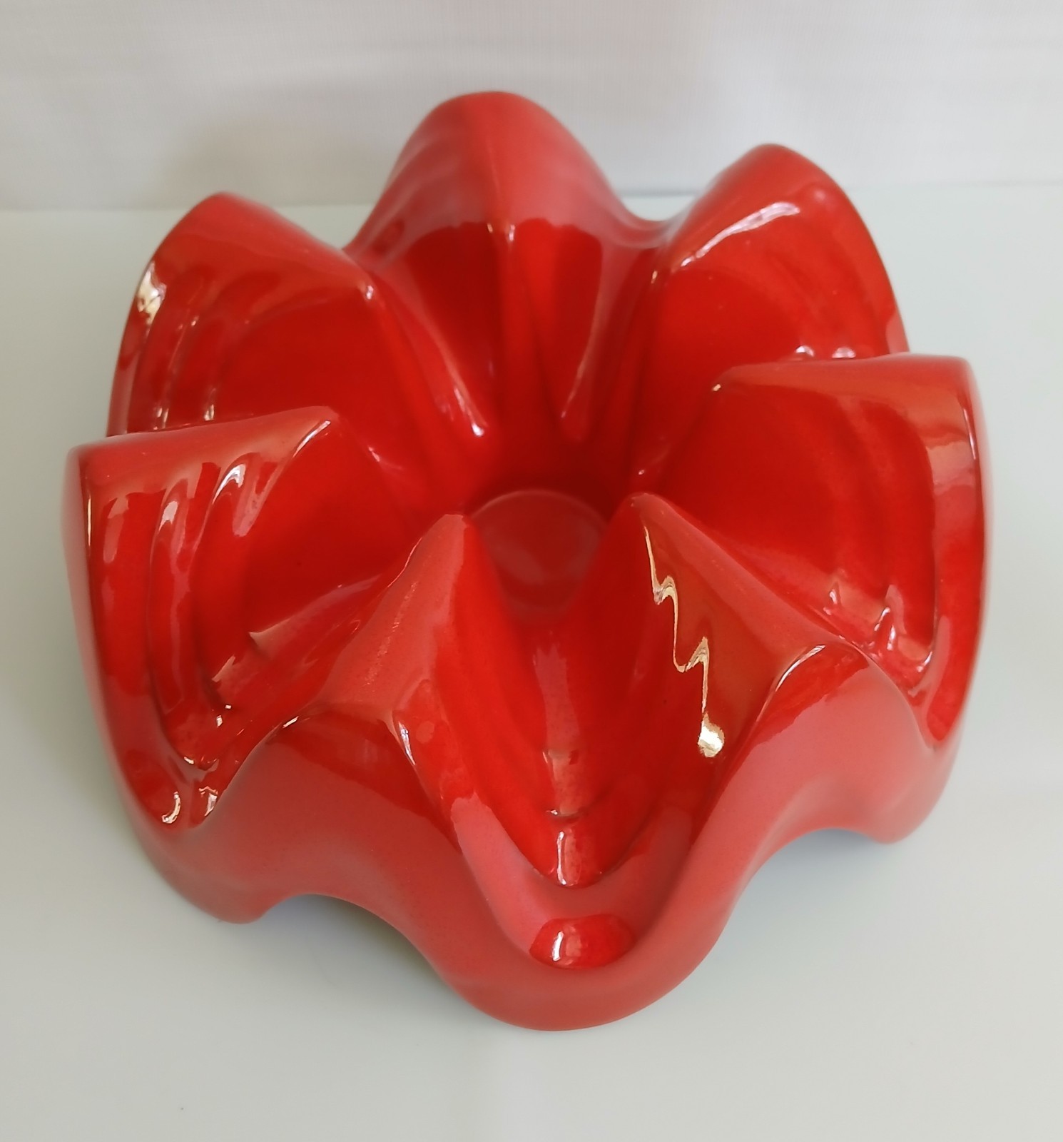 Vtg 1950\'s MCM Frankoma Flame Red Bean Pot Warmer Many Uses Mint Condition 