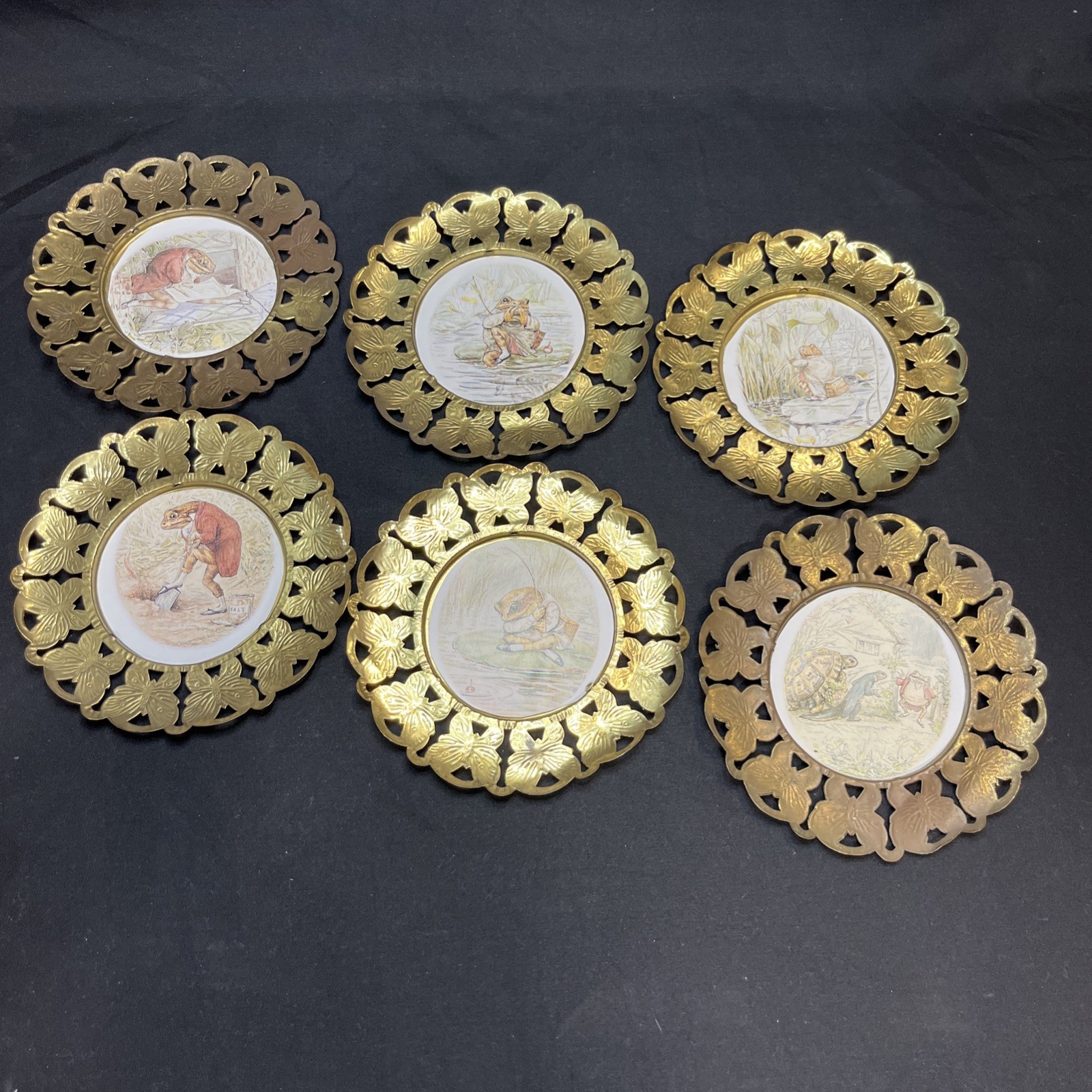 6pc Brass Butterfly Vtg MCM 6