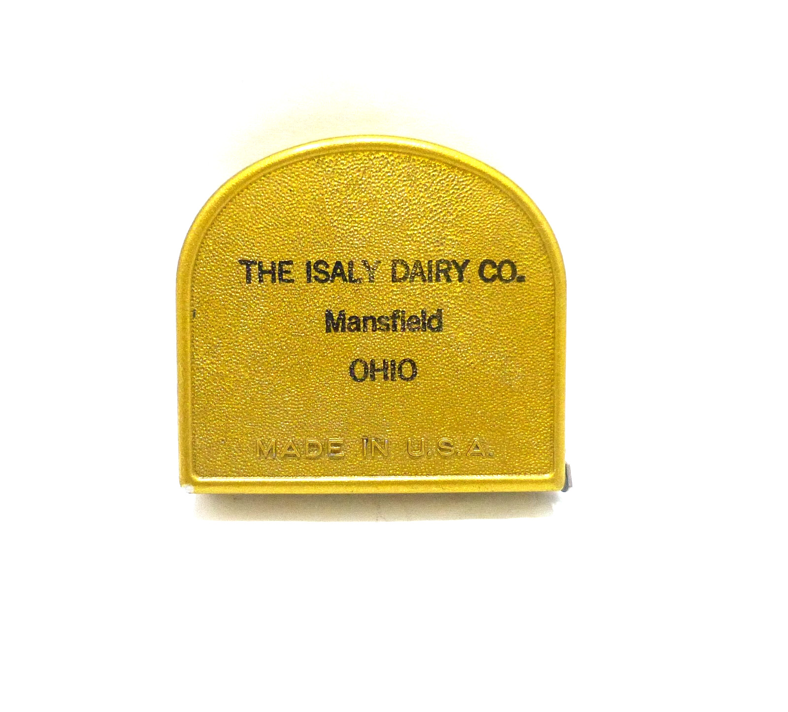 Vintage Isaly dairy co Mansfield Ohio metal tape measure 72\
