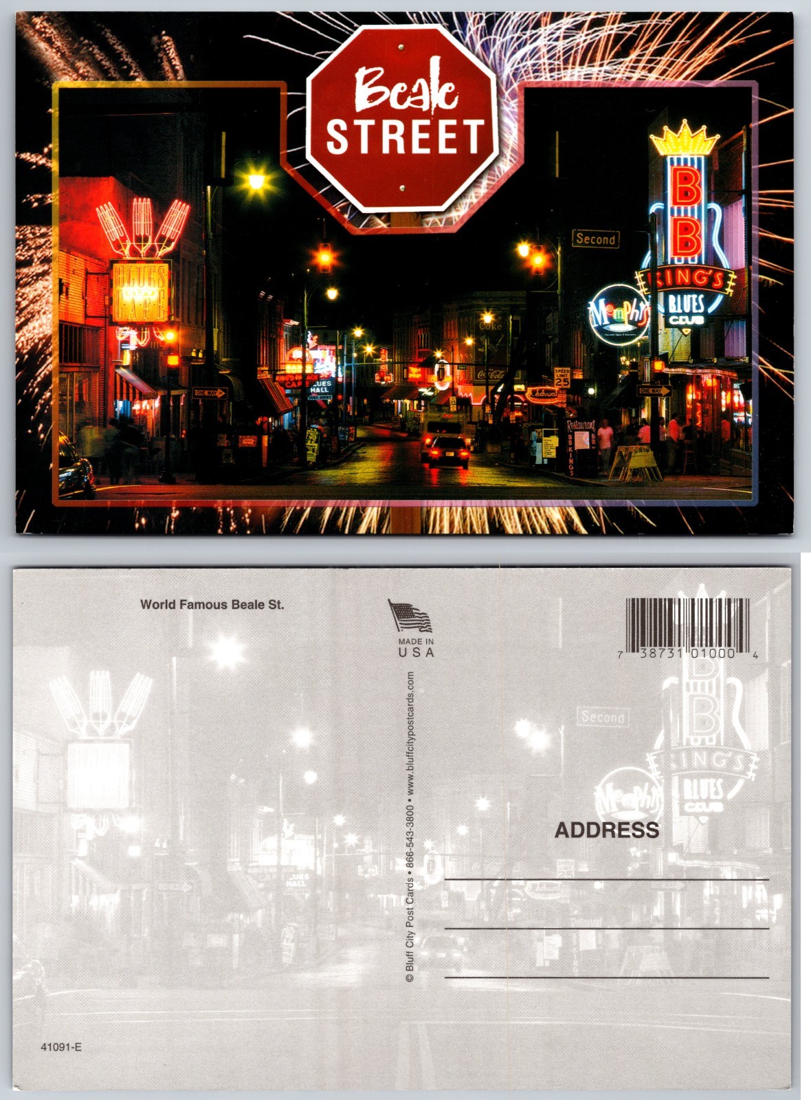 Continental Beale Street Neon Night Postcard