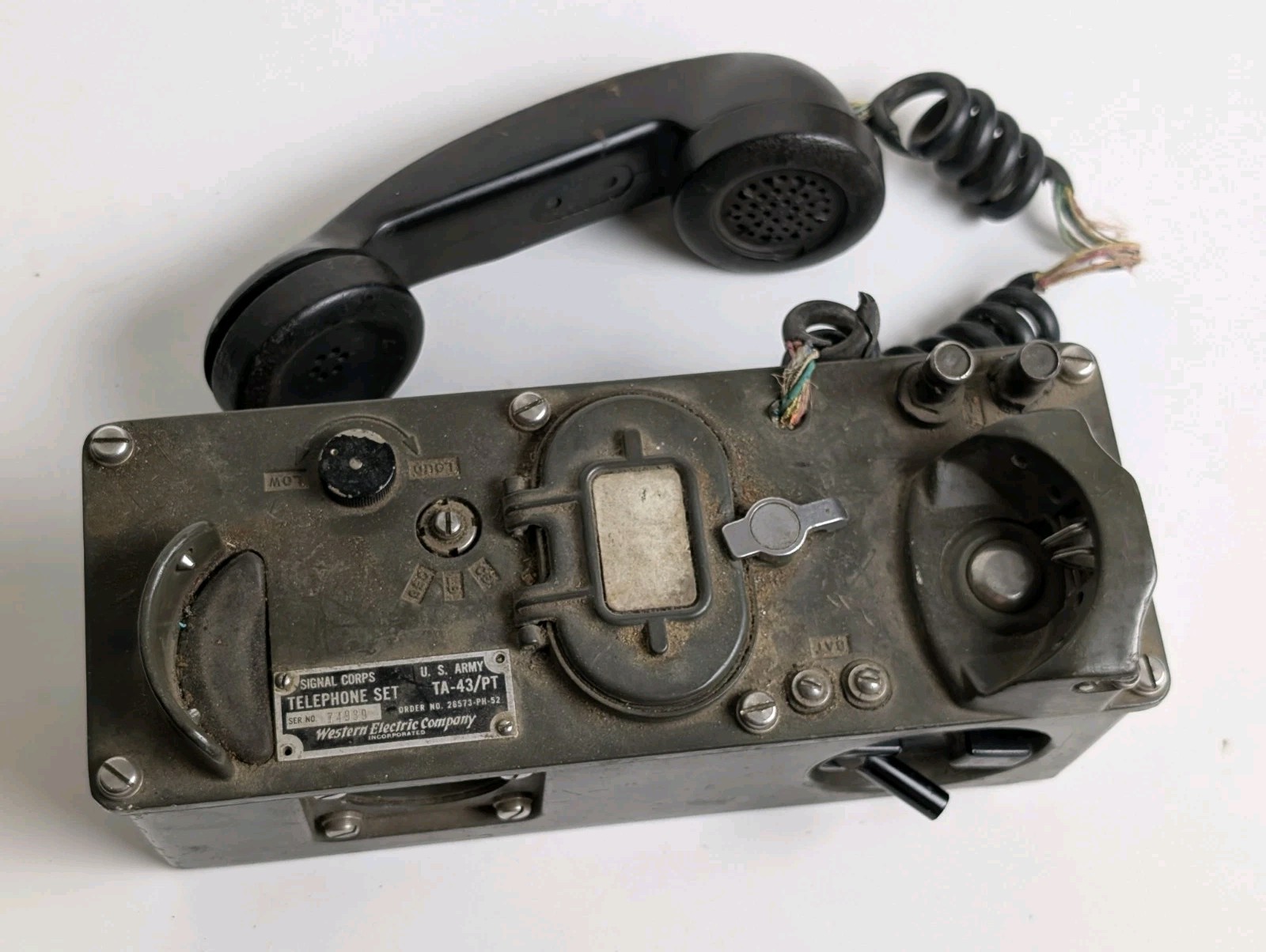 Vintage US Army Signal Corps TA-43/PT Field Telephone Western Electric w/ Bag