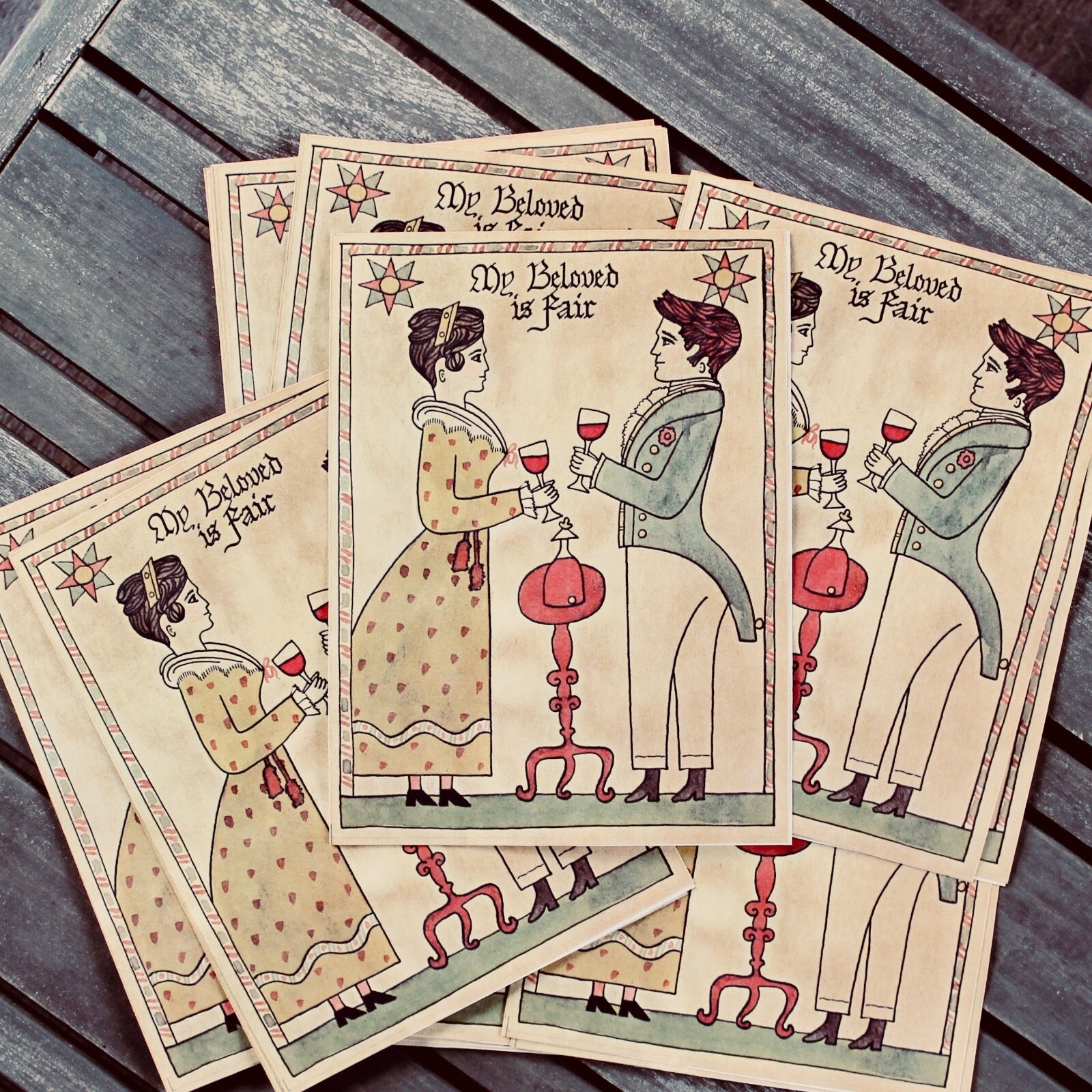 100 VINTAGE LOVE NOTE CARDS Folding Retro Notecard NEW OLD STOCK antique NOS US
