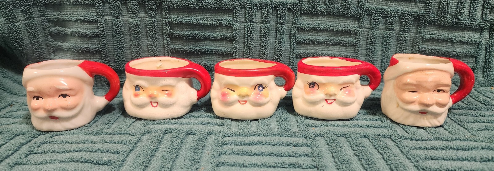 Vintage Holt Howard & Other Japan Winking Santa Mini Mugs Set Of 5