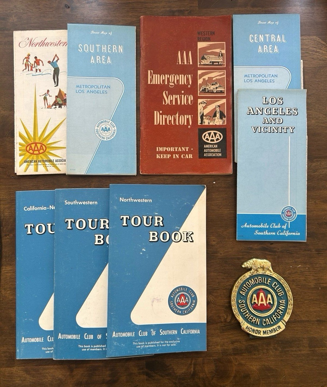 VINTAGE AAA LOT | Rare Mid-Century Southern California Maps Tour Books Badge