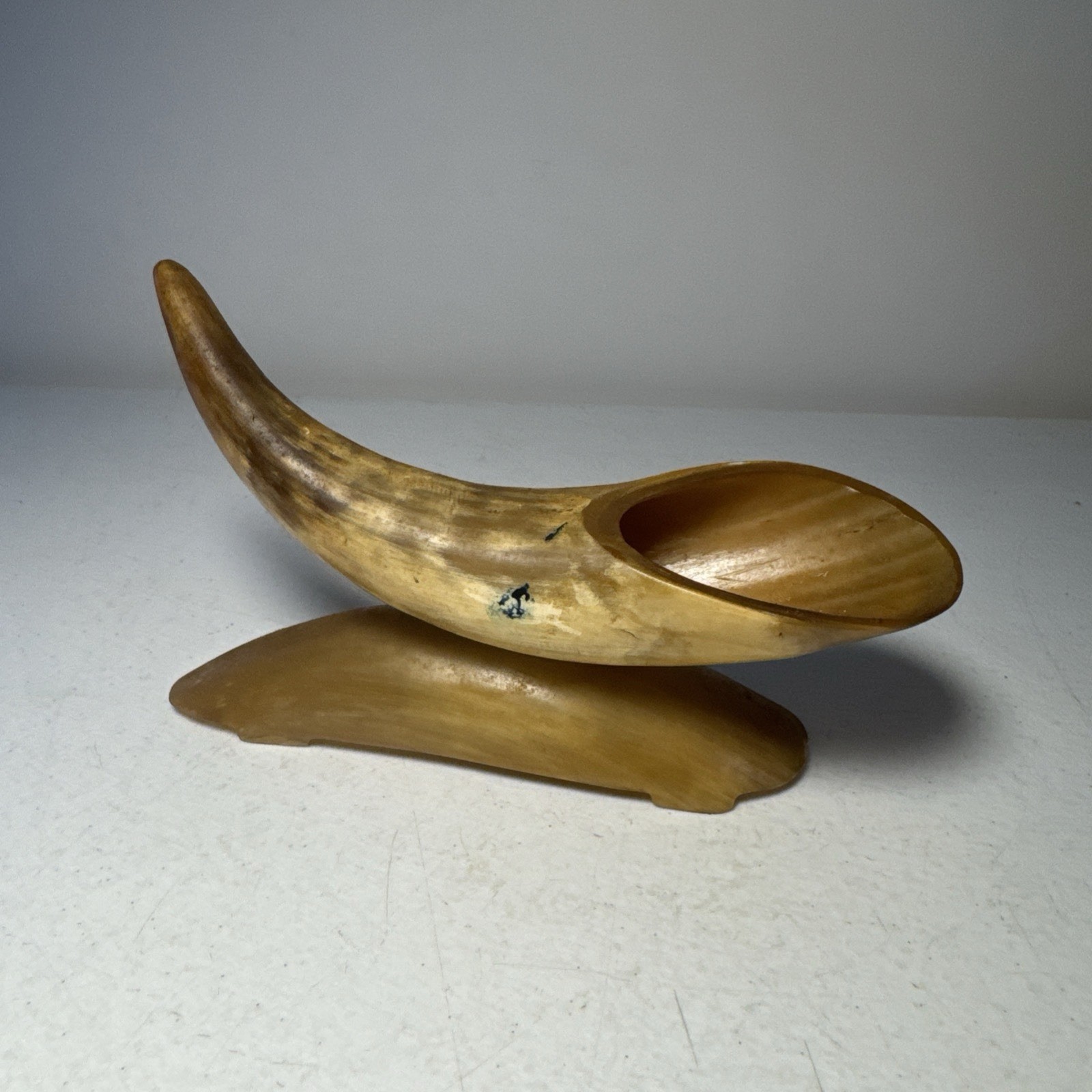 Vintage Authentic Steer Horn Carved Ashtray