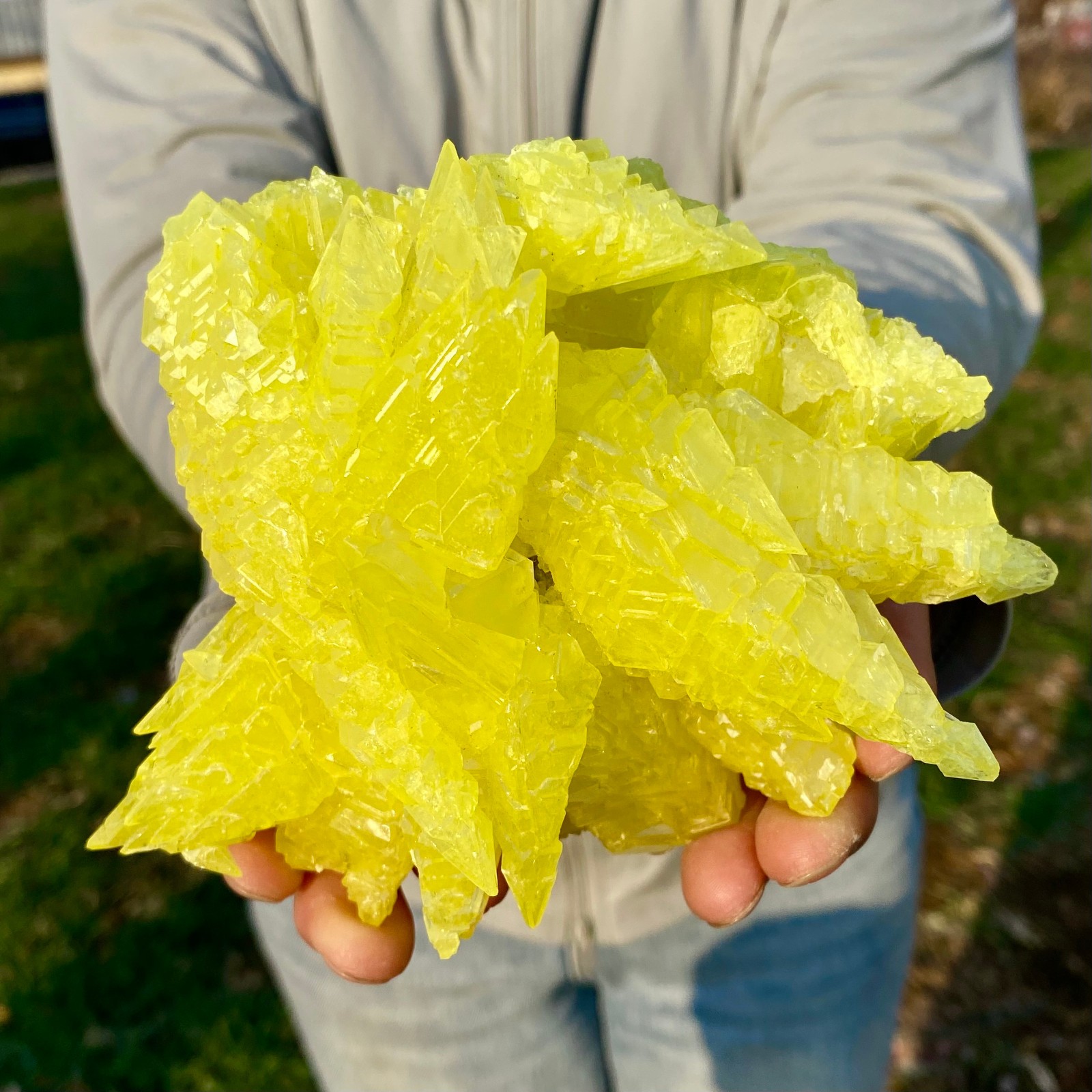 1.35LB Rare Natural yellow sulfur crystal quartz crystal mineral specimen