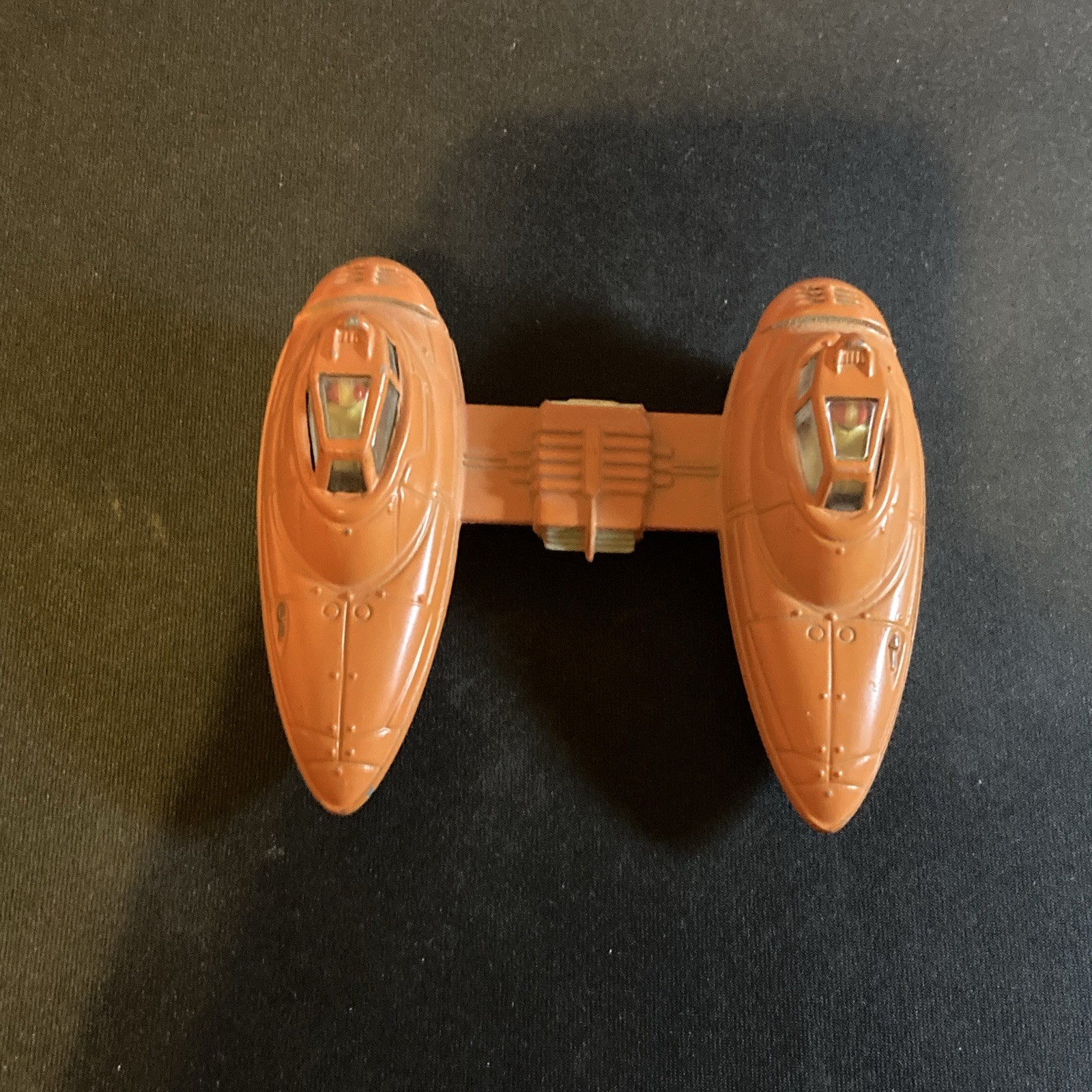 Vintage Orange Twin Pod Sci-Fi Spacecraft Toy Vehicle Figure Accessory