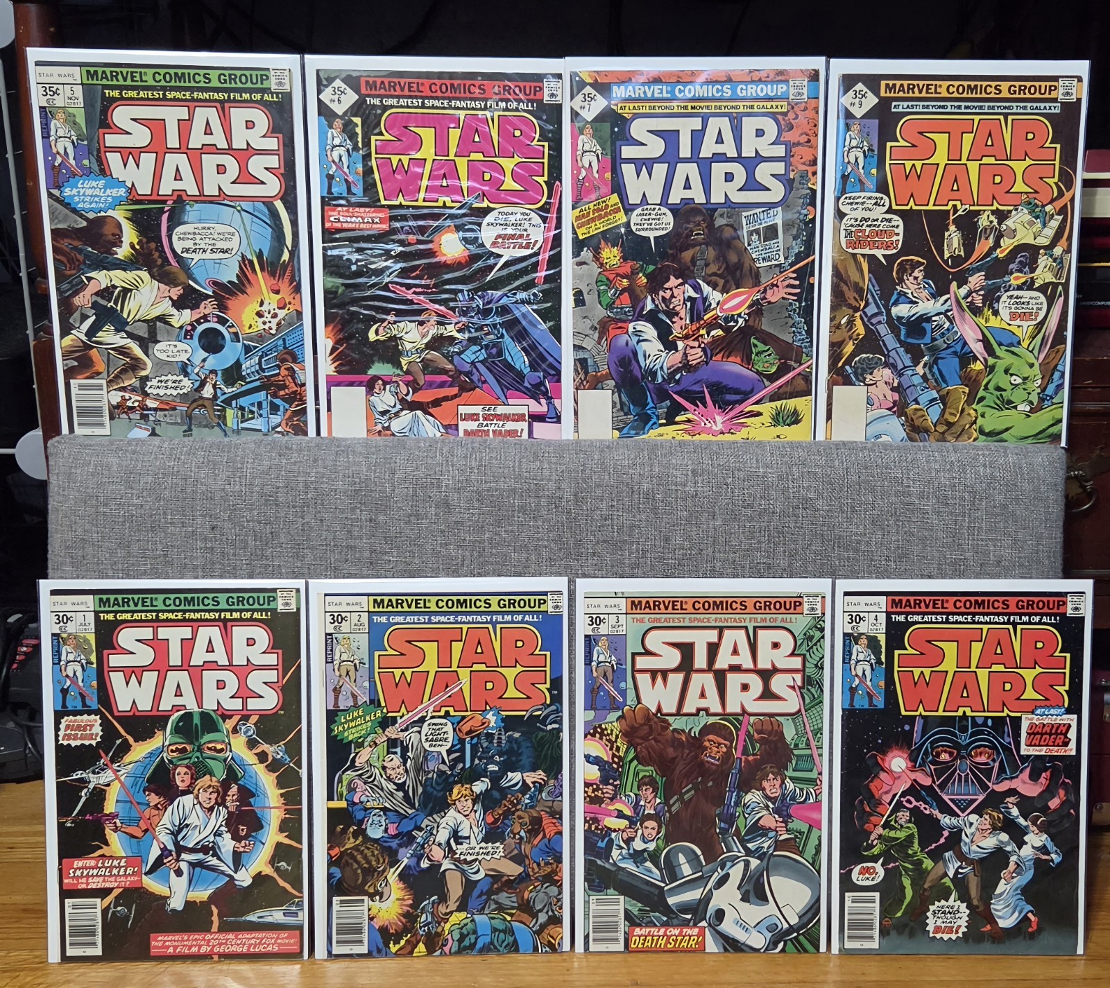 STAR WARS 1 LOT OF 8 Marvel Comics 1-7 & 9 Newsstand Reprint Whitman Variants 