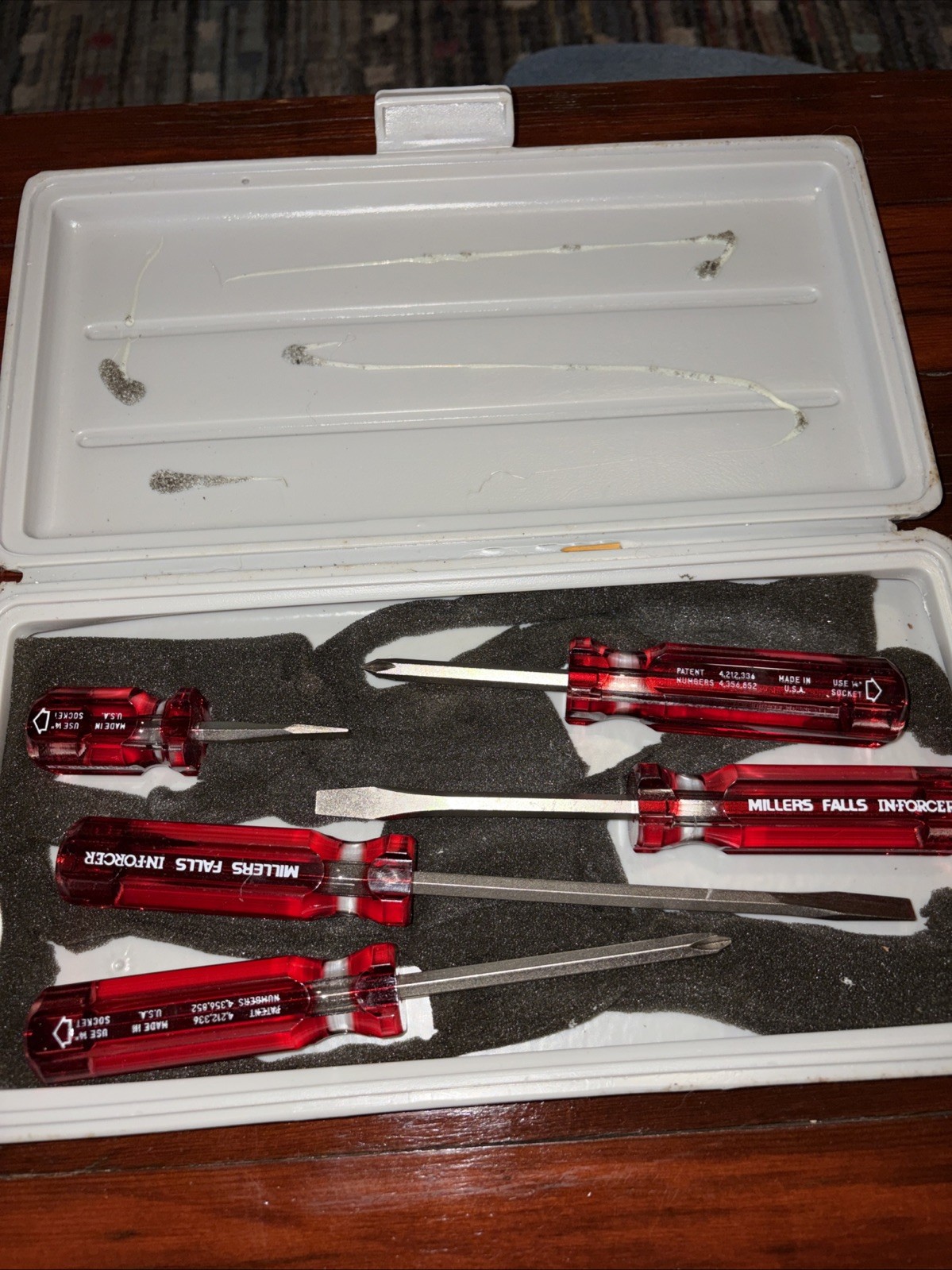 Set Of 5 NOS Millers Falls Inforcer Screwdrivers Phillips+ Slotted Hex Drive USA