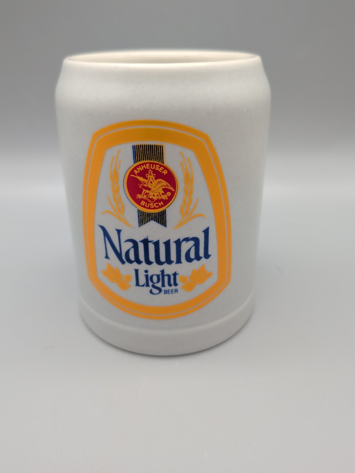 Anheuser Busch Natural Light Yellow Badge Short Stein by Ceramarte