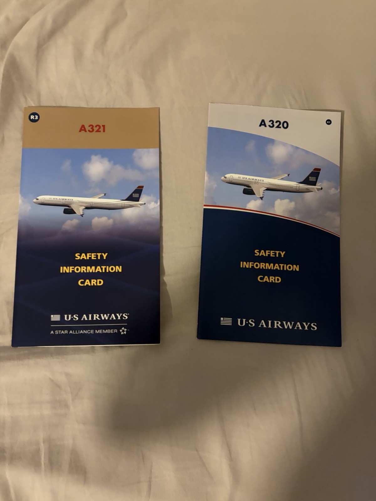 US Airways A320 And US Airways A321 Safety Card *LOT OF 2 MINT