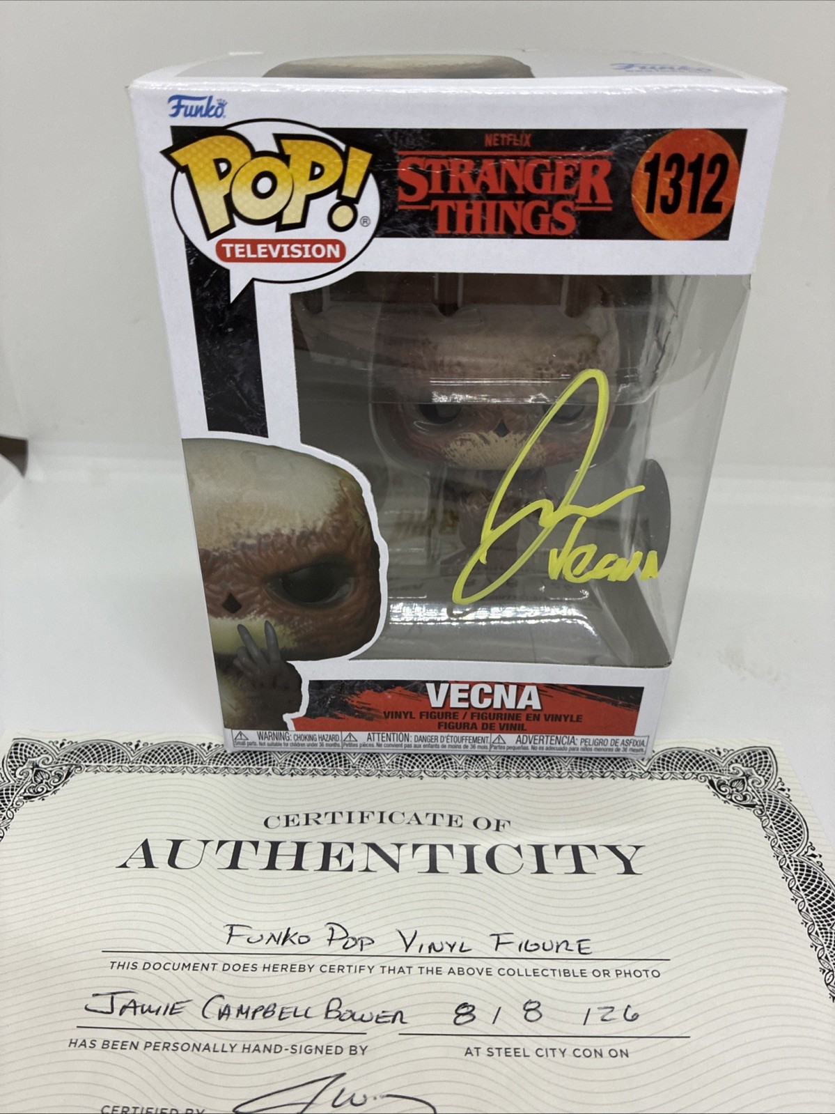 Jamie Campbell Bower Signed Funko Pop Stranger Things Vecna Autograph COA