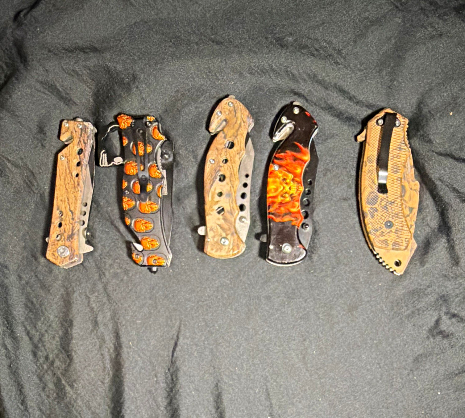 Mixed Lot 5 Folding Pocketknives SS, Pocket Clips, Liner Lock, Drop Point