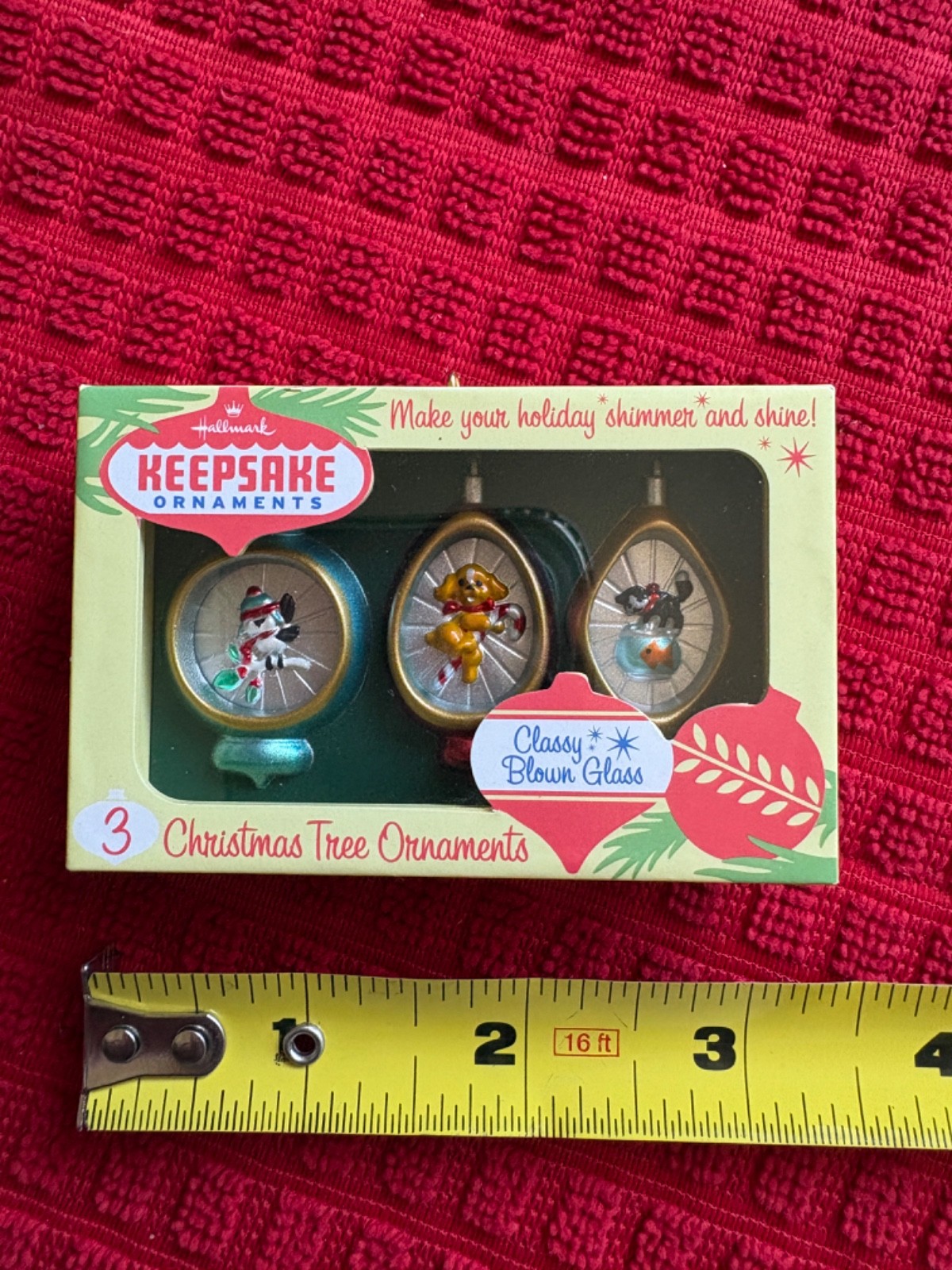 2019 Hallmark NIFTY FIFTIES KEEPSAKE ORNAMENTS 3 Glass Blown Retro Ornaments