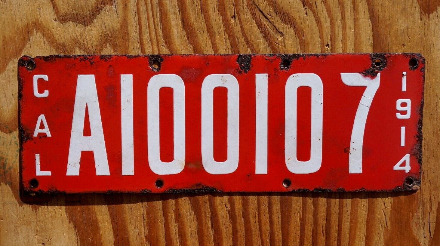 1914 California Porcelain Dealer License Plate